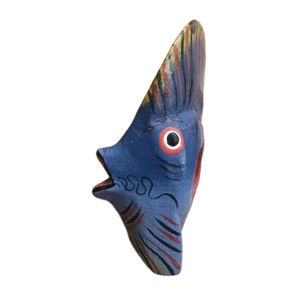 VTG Hand Painted Carved Wooden Tropical‎ Fish Sea Napkin Holders Rings Set of 8